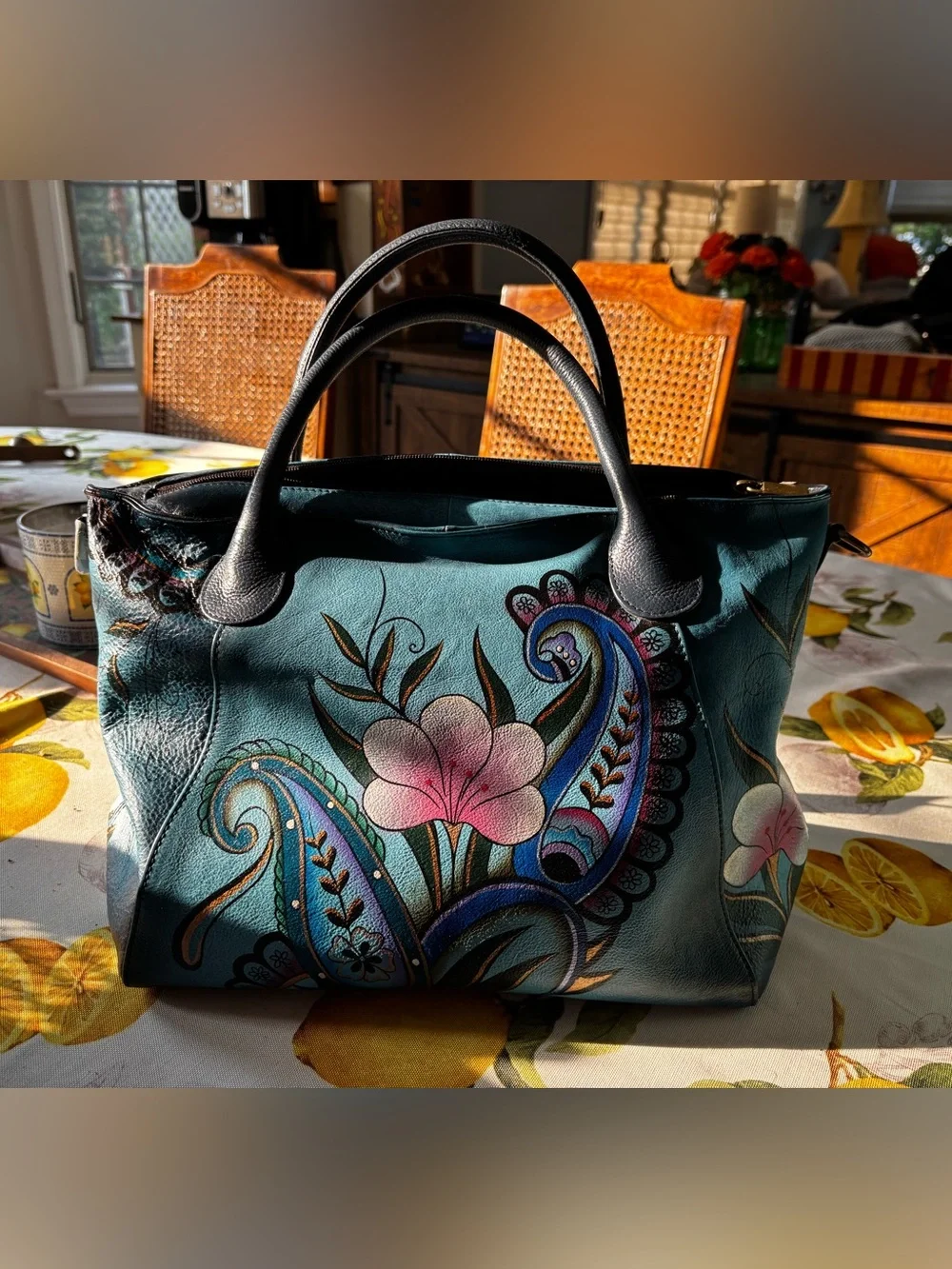 Anna by Anischka Genuine Leather Large Slouch Tote Bag